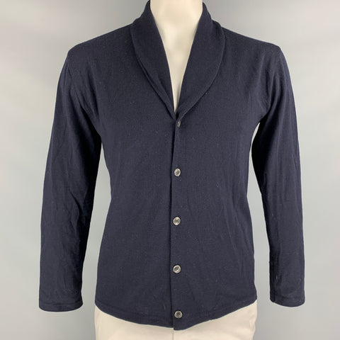 SUNSPEL Taille L Cardigan col châle en laine tricotée marine