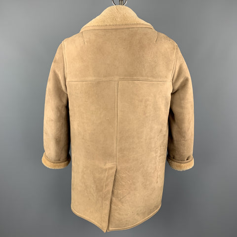 PAUL STUART Size 40 Tan Shearling Notch Lapel Coat