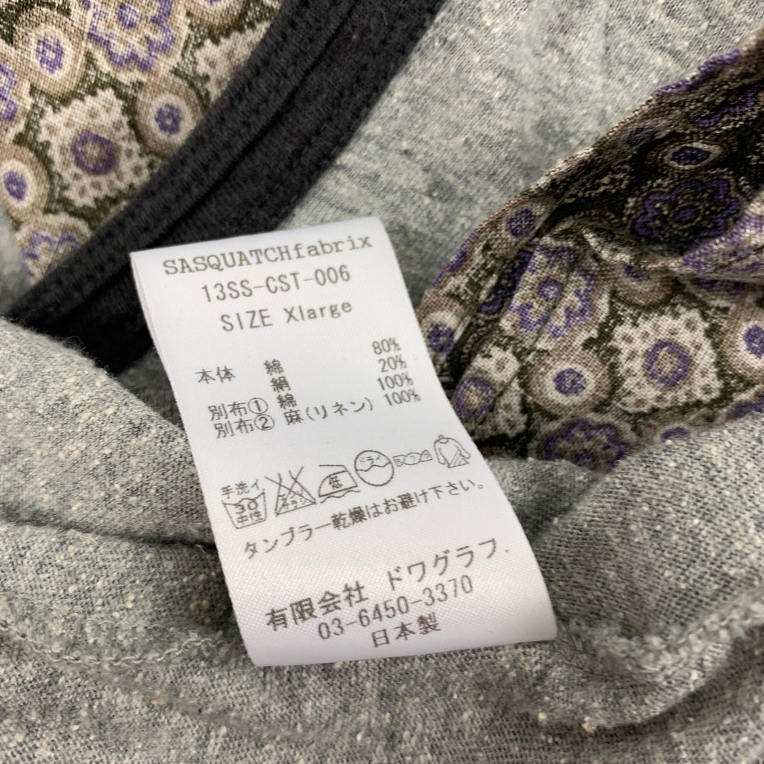 SASQUATCHfabrix Size XL Grey Cotton Silk Crew-Neck T-shirt