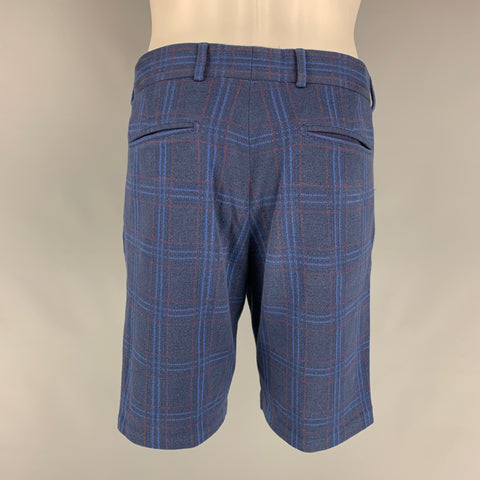 LOUIS VUITTON Size 32 Blue Red Plaid Cotton / Polyester Zip Fly Shorts