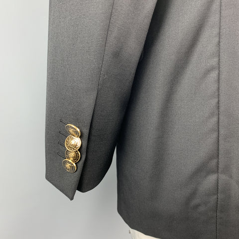 PAL ZILERI Size 40 Regular Black Wool Notch Lapel Sport Coat