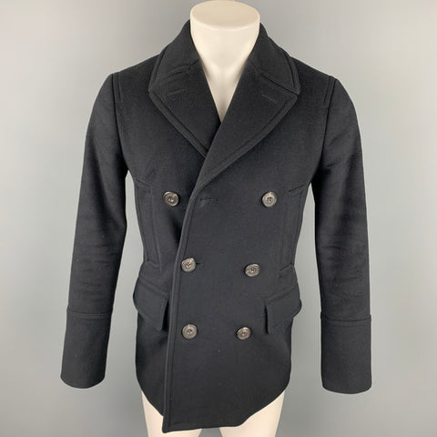 BURBERRY LONDON Size 36 Black Wool Double Breasted Peacoat