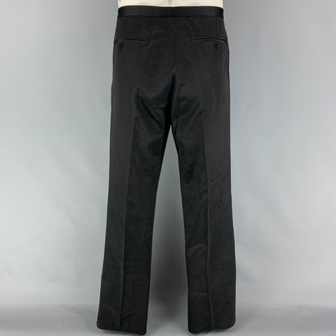 Vintage GIANNI VERSACE Deadstock Size 44 Black Pattern Cotton Blend Shawl Collar Tuxedo Suit