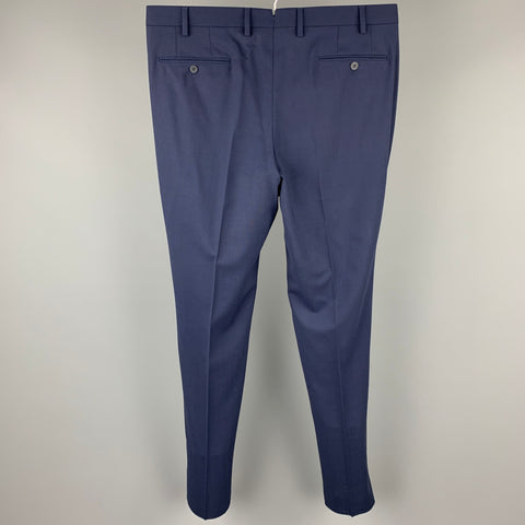 LORO PIANA Size 38 Navy Wool Zip Fly Pleated Dress Pants