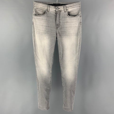 MONFRERE Size 32 Grey Washed Cotton Blend Brando Jeans