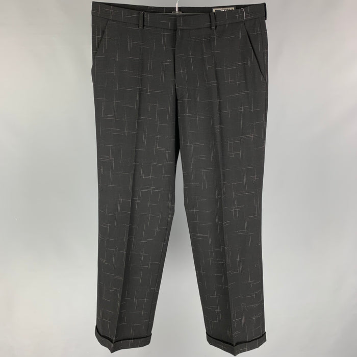 Vintage GIANNI VERSACE Size 36 Black Print Wool Dress Pants