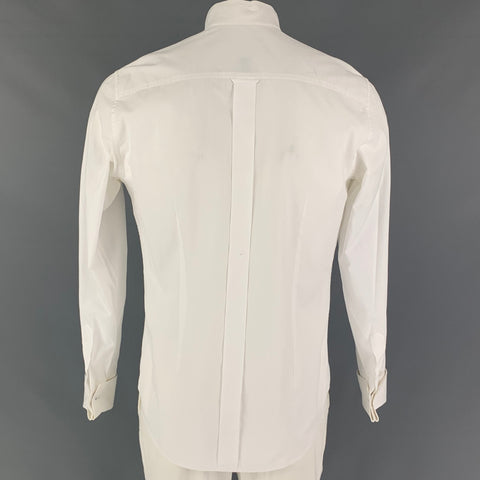 D&G by DOLCE & GABBANA Size M White Grid Cotton Tuxedo Long Sleeve Shirt