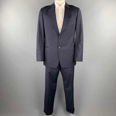 ARMANI COLLEZIONI Size 42 Regular Navy Pinstripe Wool Notch Lapel Suit