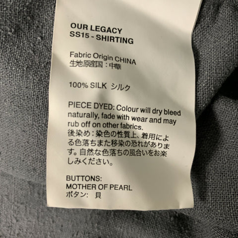 OUR LEGACY Size S Gray Solid Silk Button Up Long Sleeve Shirt
