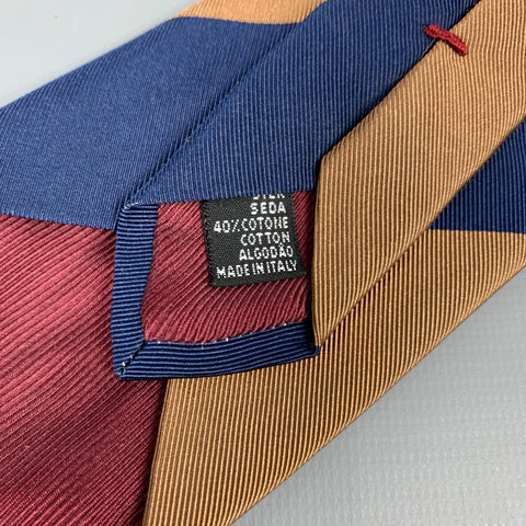 LUCIANO BARBERA Navy & Brown Twill Diagonal Stripe Silk / Cotton Tie