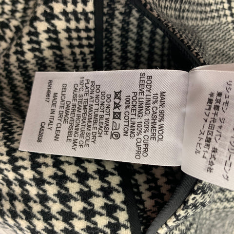 DUNHILL Size 42 Black White Plaid Wool Cashmere Car Coat