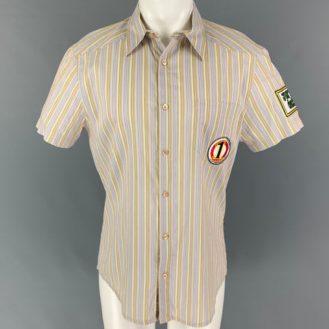 VERSACE JEANS COUTURE Size M Multi-Color Stripe Cotton Short Sleeve Shirt