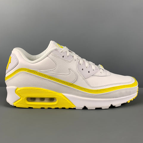 NIKE x UNDFTED Talla 10.5 Zapatillas Air Max 90 de cuero amarillo blanco