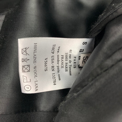 SANDRO Size 42 Black Wool Peak Lapel Sport Coat