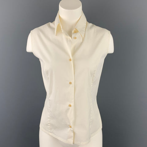 PIAZZA SEMPIONE Taille L Blouse sans manches en coton mélangé blanc