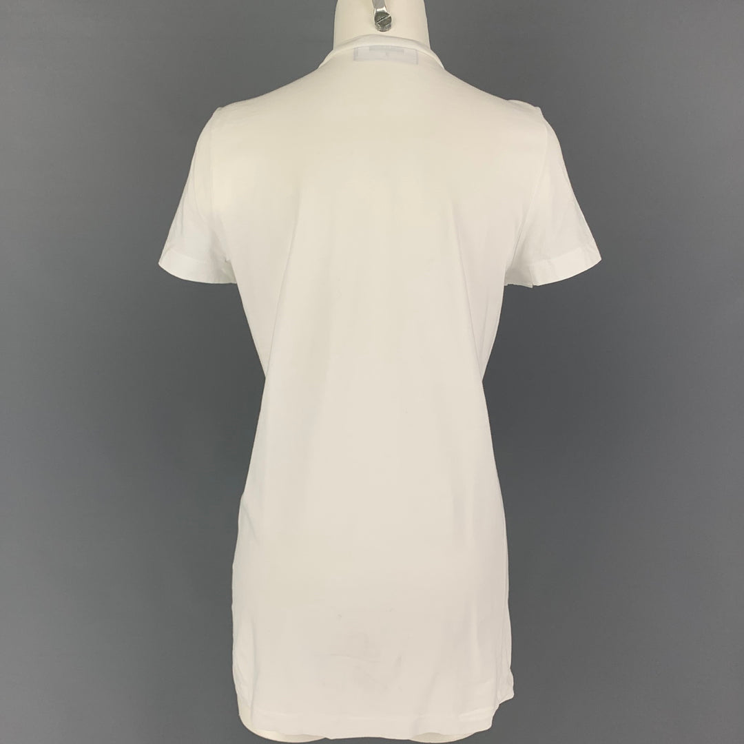 DSQUARED2 Talla M Camiseta de algodón con cuello redondo y apliques blancos