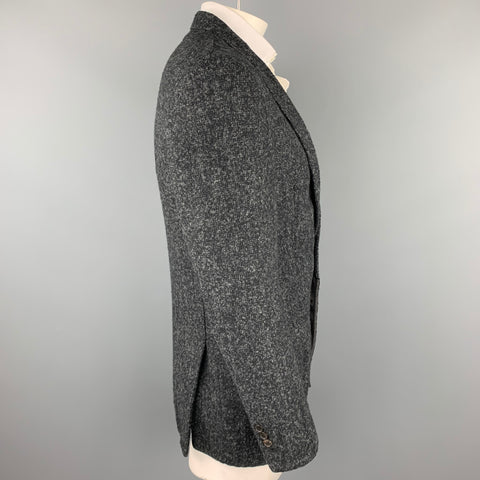 LOUIS VUITTON Size 44 Black & Grey Textured Wool / Alpaca Sport Coat