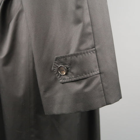 WILKES BASHFORD tailored by BRIONI US 48 Black Solid Silk Long Trench Coat