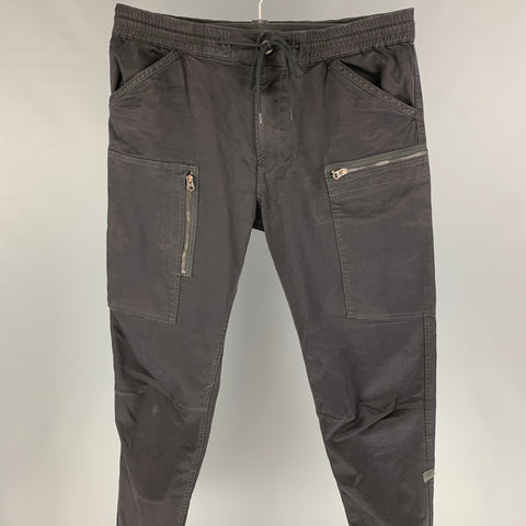 G-STAR Size 34 Black Cotton Elastic Waistband Casual Pants