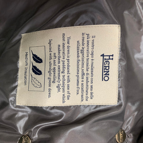 HERNO Size 4 Grey Quilted Nylon Goose Down Jacket