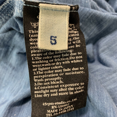 45rpm Size XL Blue Solid Cotton Henley Pullover