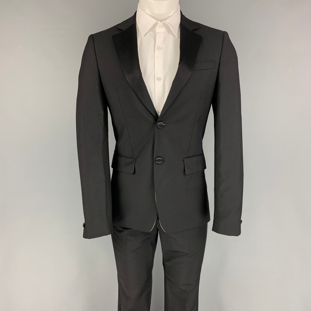 GIVENCHY Size 36 Black Mohair Wool Tuxedo 2 Piece Suit