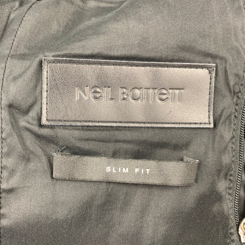 NEIL BARRETT Size XS Black Two Toned Viscose Zip Up Jacket