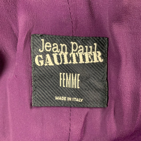 Vintage JEAN PAUL GAULTIER FEMME Size M Black Leather Sheep Skin Turtleneck CollarJacket