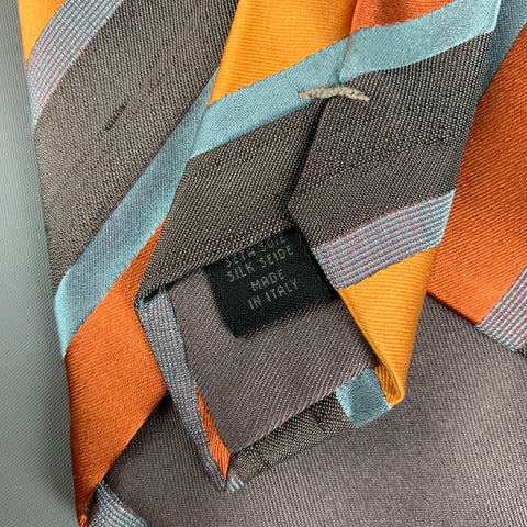 WILKES BASHFORD Orange Grey Diagonal Stripe Silk Tie
