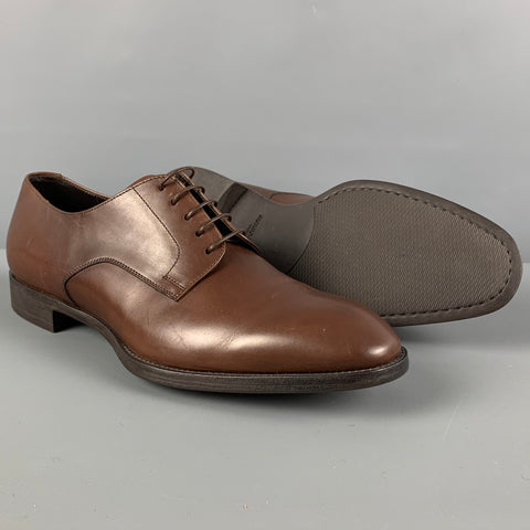 GIORGIO ARMANI Size 10 Brown Leather Lace Up Shoes