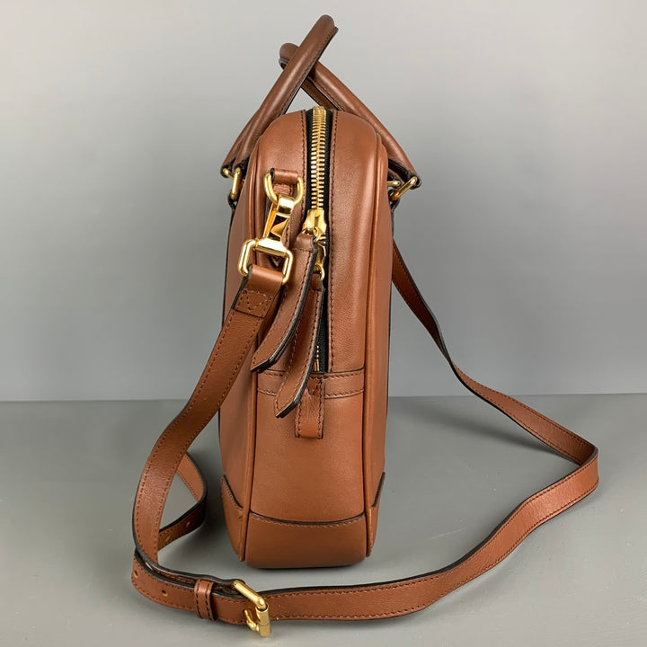 BURBERRY Tan Solid Leather Briefcase Bags