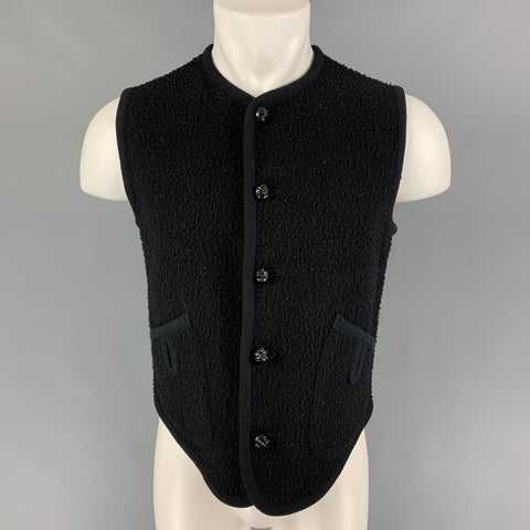 MS BRAQUE Talla 38 Chaleco con botones de lana texturizada negra