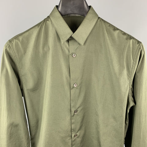 DIOR HOMME Taille XS Chemise à manches longues boutonnée en coton olive