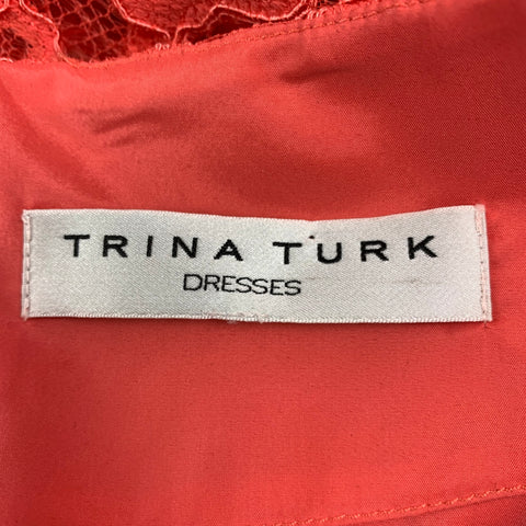 TRINA TURK Size M Orange Nylon Polyester Sheath Dress