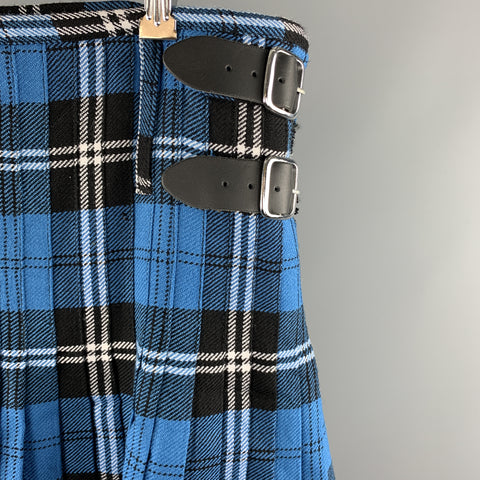 WENCHES AT WORK CREATION Size 34 Blue & Black Plaid Acrylic Kilt