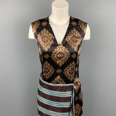 DRIES VAN NOTEN Size 2 Multi-Color Print Silk Sleeveless Shift Dress