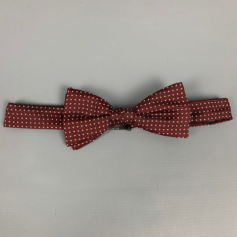 CHRISTIAN DIOR Burgundy Dot Print Silk Bow Tie