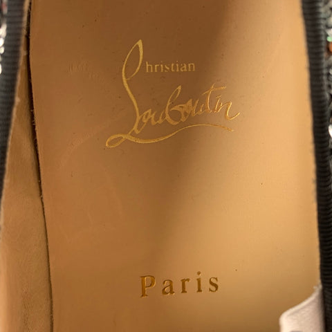 CHRISTIAN LOUBOUTIN Zapatillas sin cordones con lentejuelas plateadas talla 9
