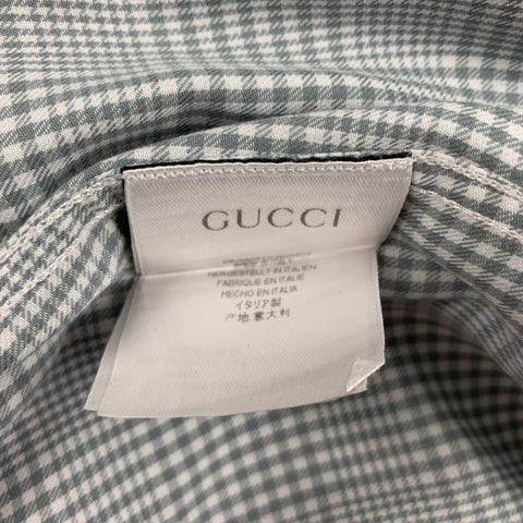 GUCCI Size S Grey White Plaid Cotton Button Up Long Sleeve Shirt