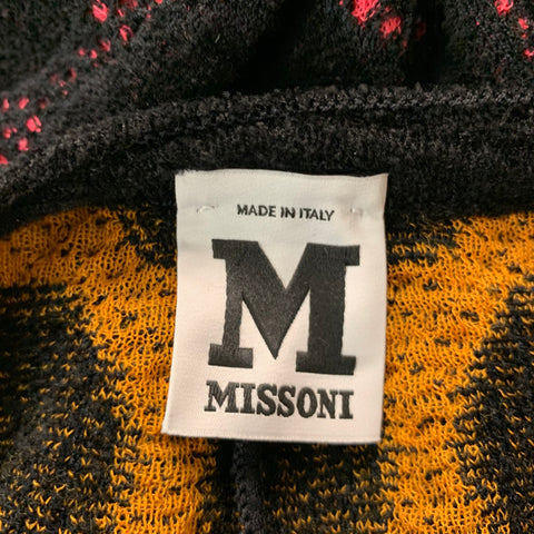 M MISSONI Size L Black Yellow Pink Knit Wide Leg Jumpsuit
