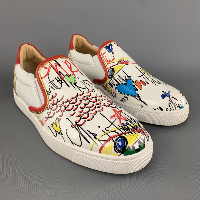 CHRISTIAN LOUBOUTIN Size 9 Patent Leather Scribble Masteralta Sneakers