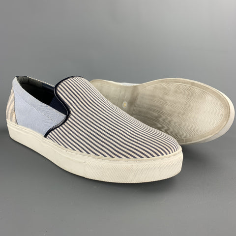 NICK WOOSTER x UNITED ARROWS Size 7 Blue & White Mixed Fabrics Canvas Sneakers