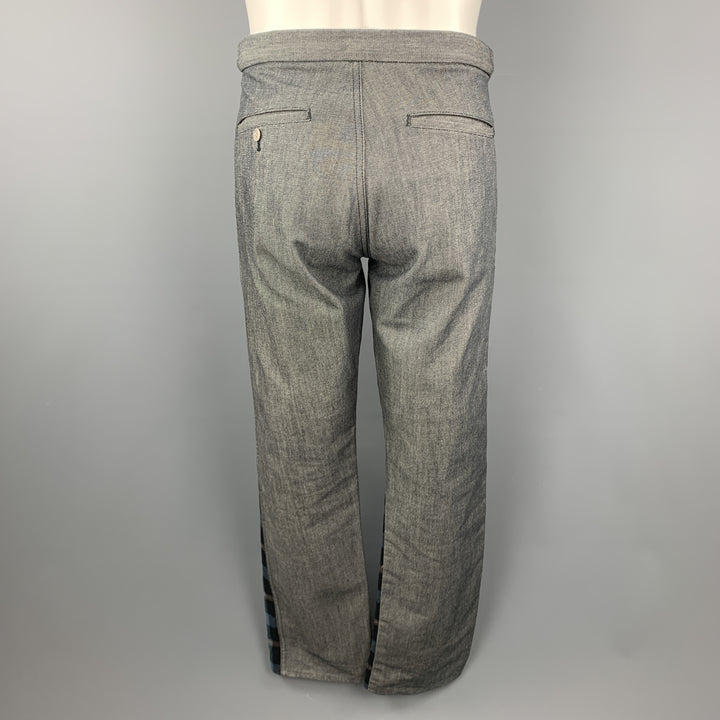 COMME des GARCONS HOMME PLUS Size M Charcoal Navy Plaid Panel Jeans