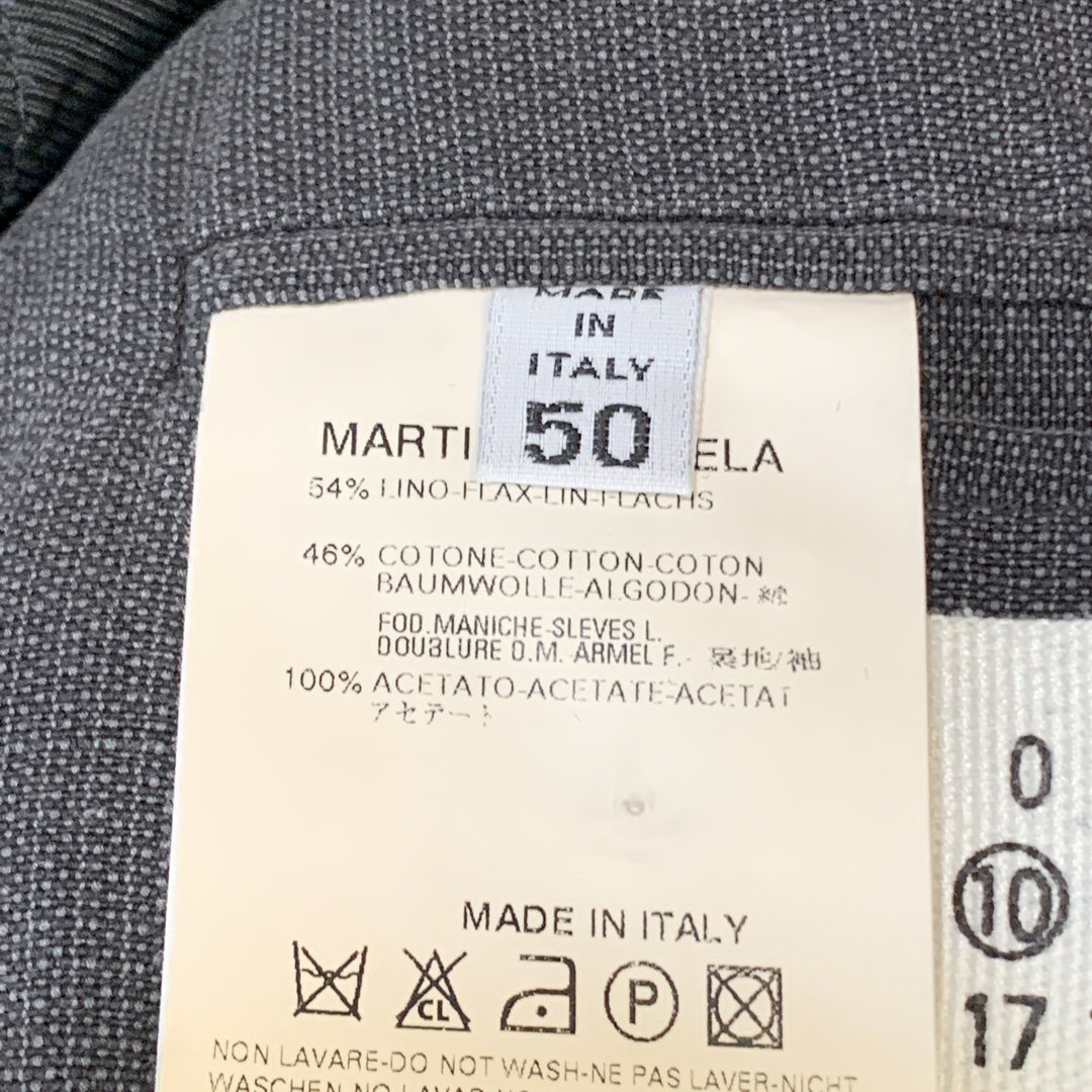 MAISON MARGIELA Talla 40 Abrigo deportivo de lino / algodón con solapa de muesca y bolsillos de parche gris oscuro