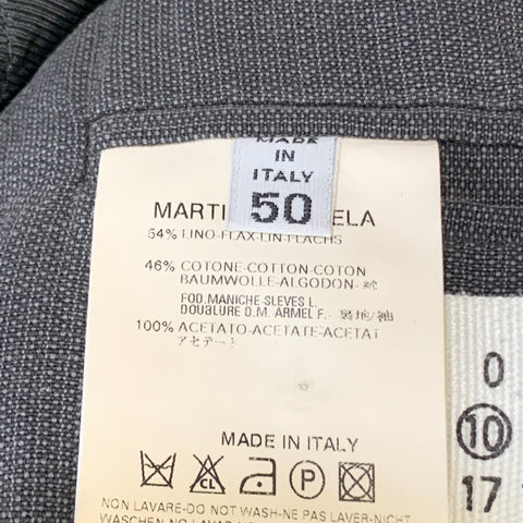 MAISON MARGIELA Size 40 Dark Gray Linen / Cotton Notch Lapel Patch Pockets Sport Coat