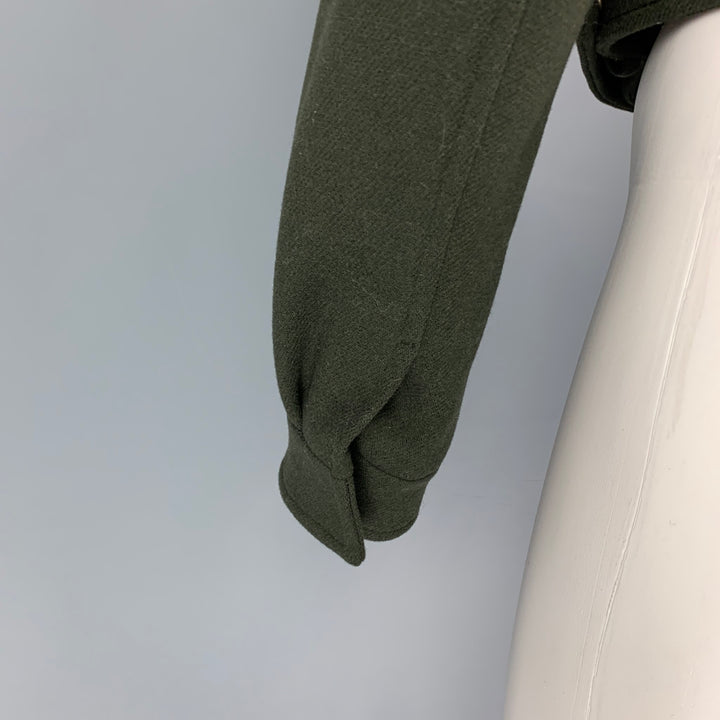 SAINT LAURENT Size 4 Dark Green Wool Cropped Military Jacket