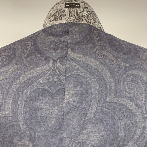 ETRO Size 42 Charcoal & Grey Paisley Wool Notch Lapel Sport Coat