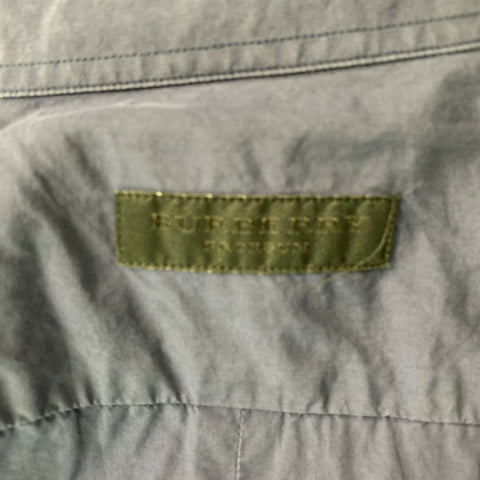 BURBERRY PRORSUM Size L Blue Solid Cotton Button Up Long Sleeve Shirt
