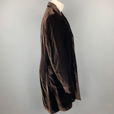 PAUL SMITH Taille L Manteau boutonné à revers cranté en velours marron