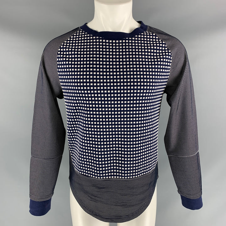 OPENING CEREMONY Size S Navy White Checkered Polyester Blend Crew-Neck Pullover